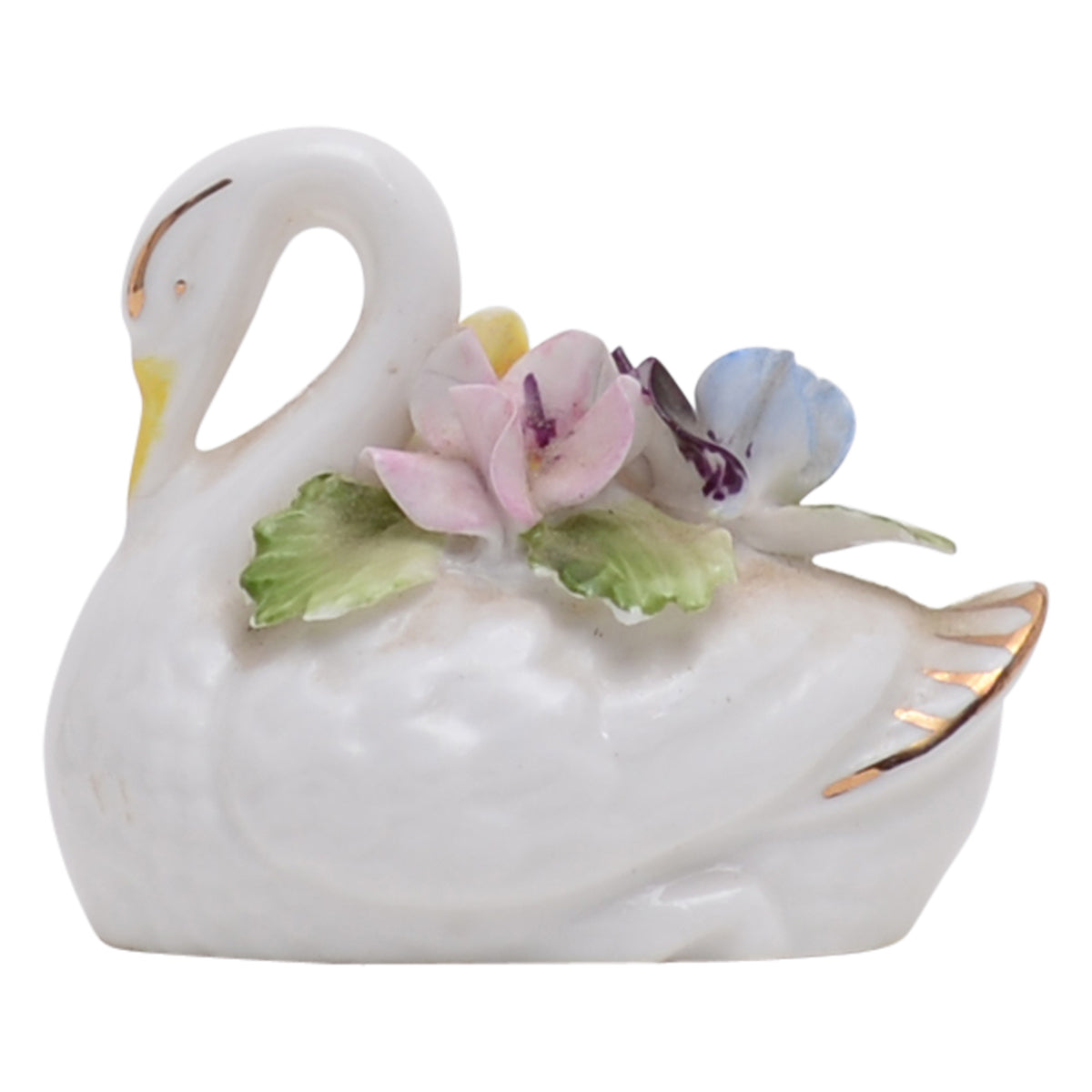 Swan with flowers sculpture