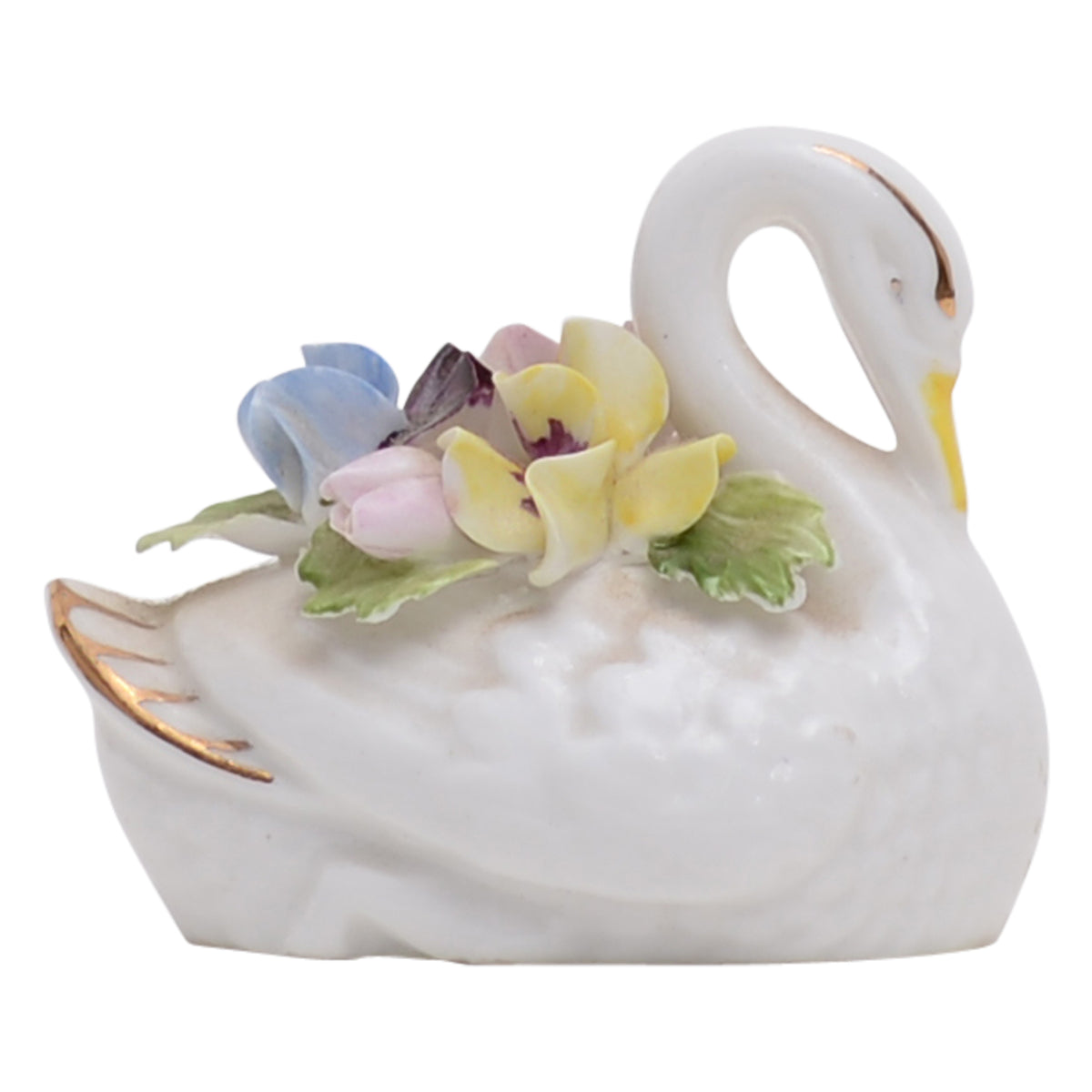 Swan with flowers sculpture