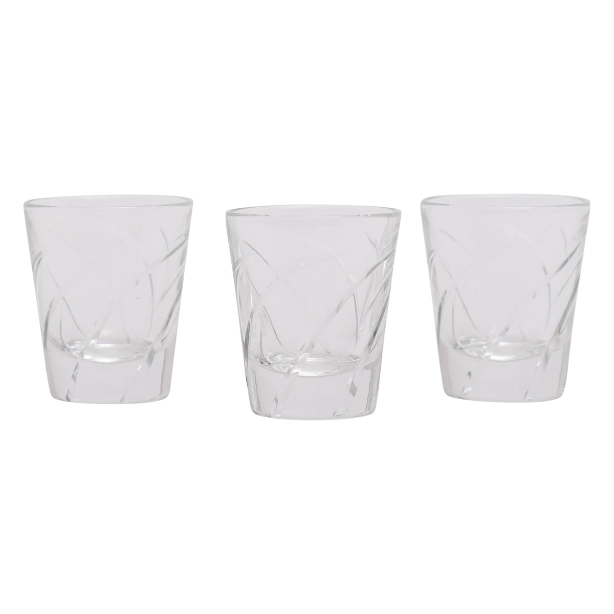 Set of three cut glass shot glasses