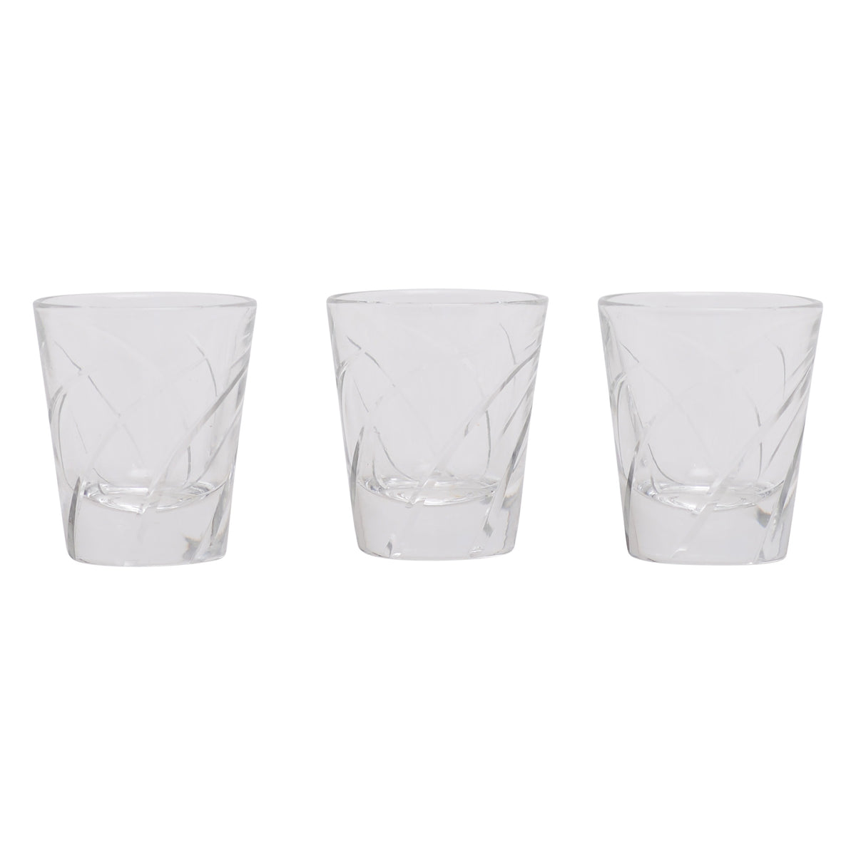 Set of three cut glass shot glasses