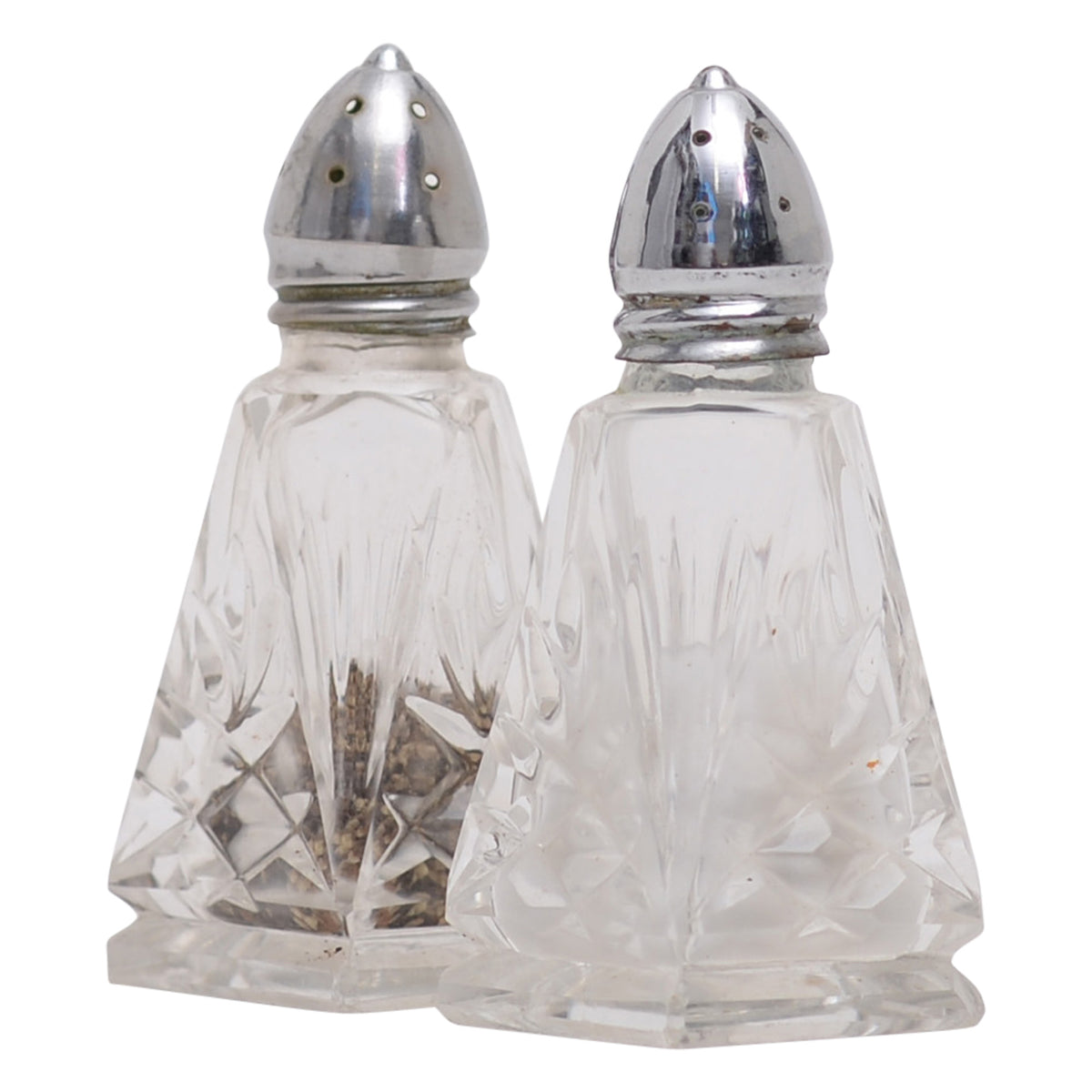 Set of  cut glass salt and pepper