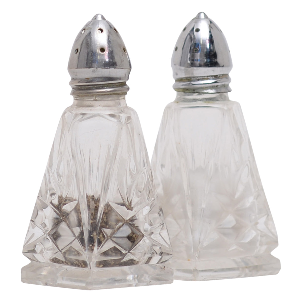 Set of  cut glass salt and pepper