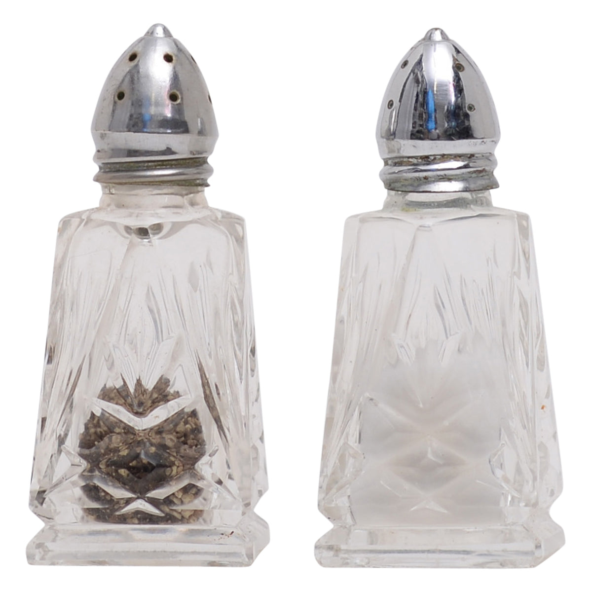 Set of  cut glass salt and pepper