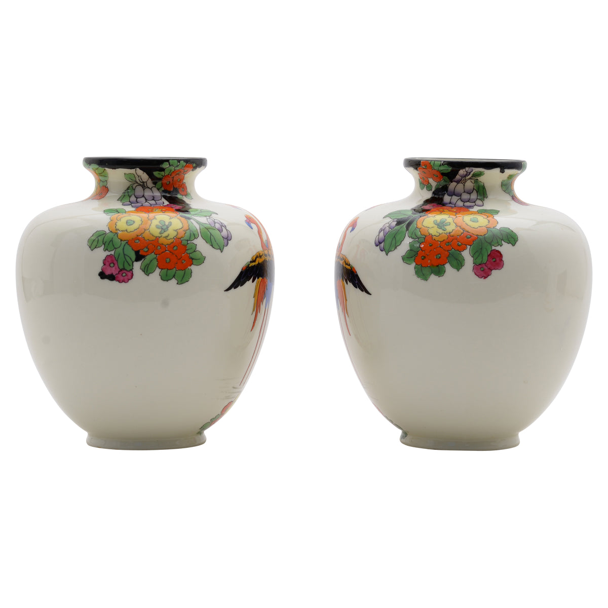 Pair of Flamingo & Flowers Vase.
