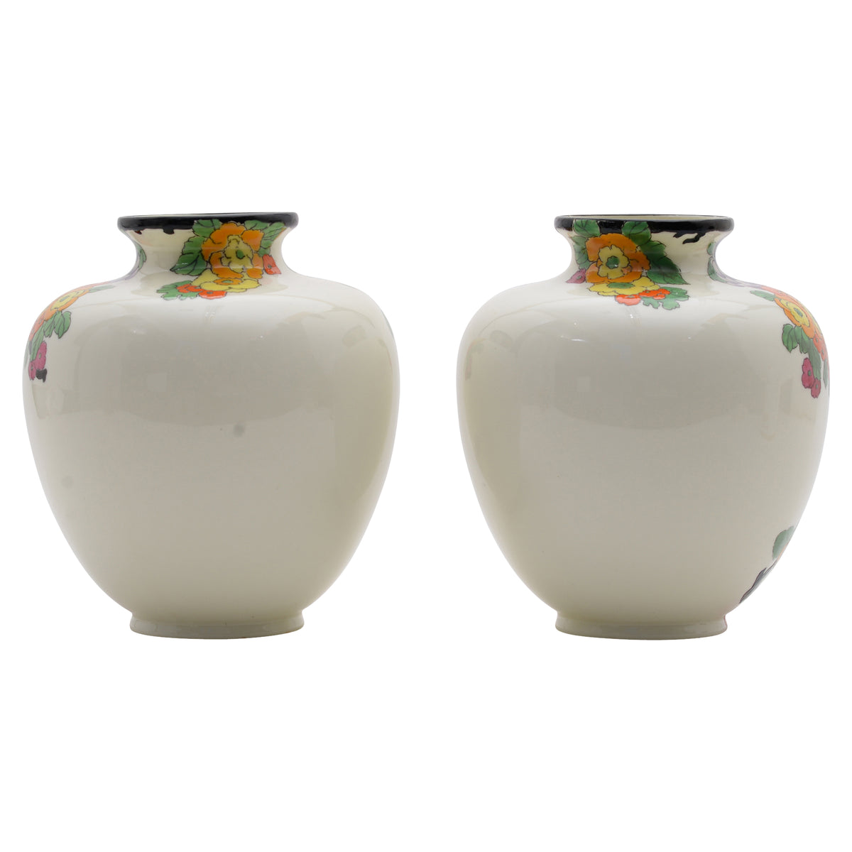 Pair of Flamingo & Flowers Vase.