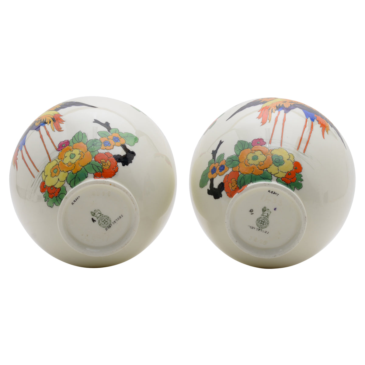 Pair of Flamingo & Flowers Vase.