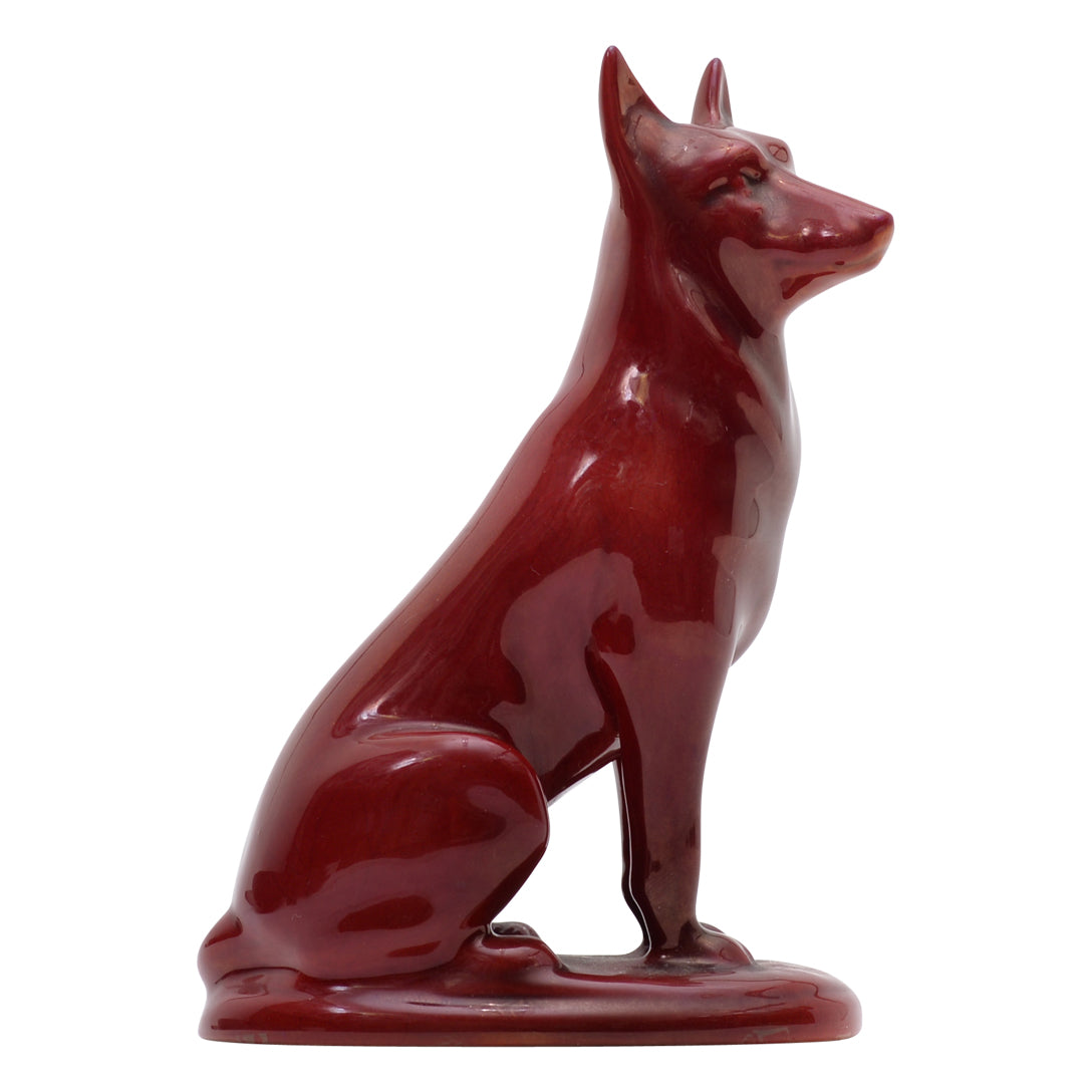 German dog seatting flambe sculpture