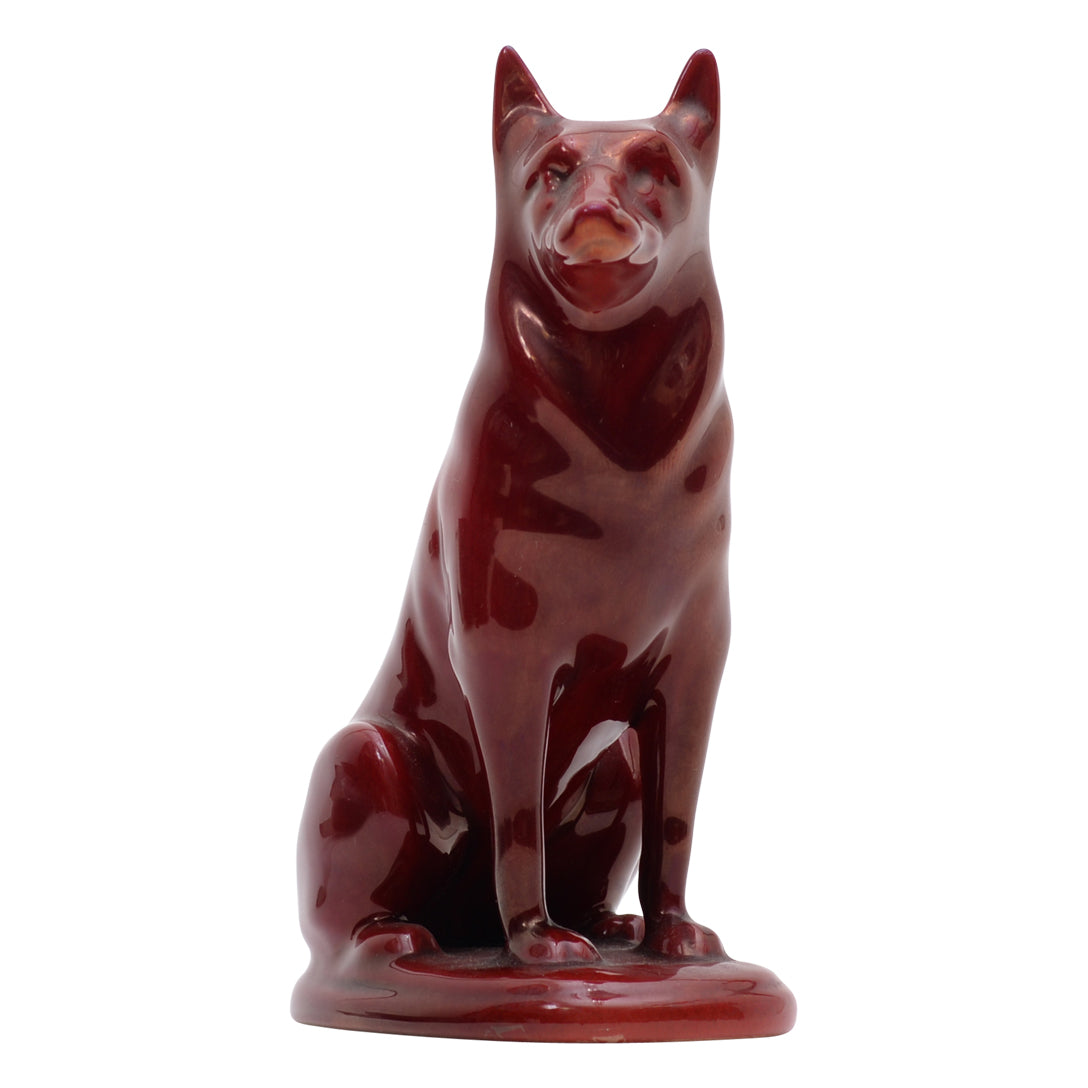 German dog seatting flambe sculpture