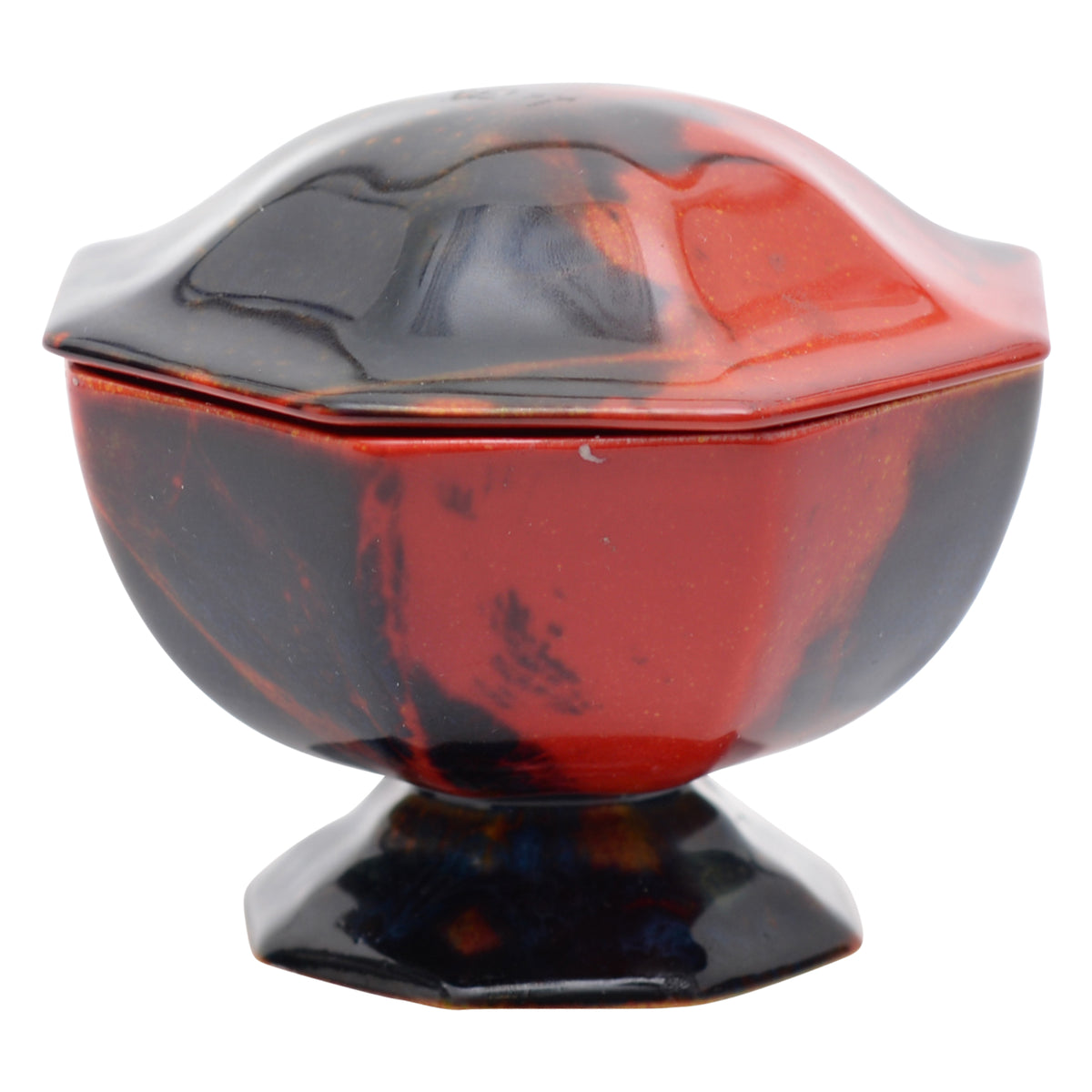 Bowl,footed,octagon shape,lid,3", sung,
