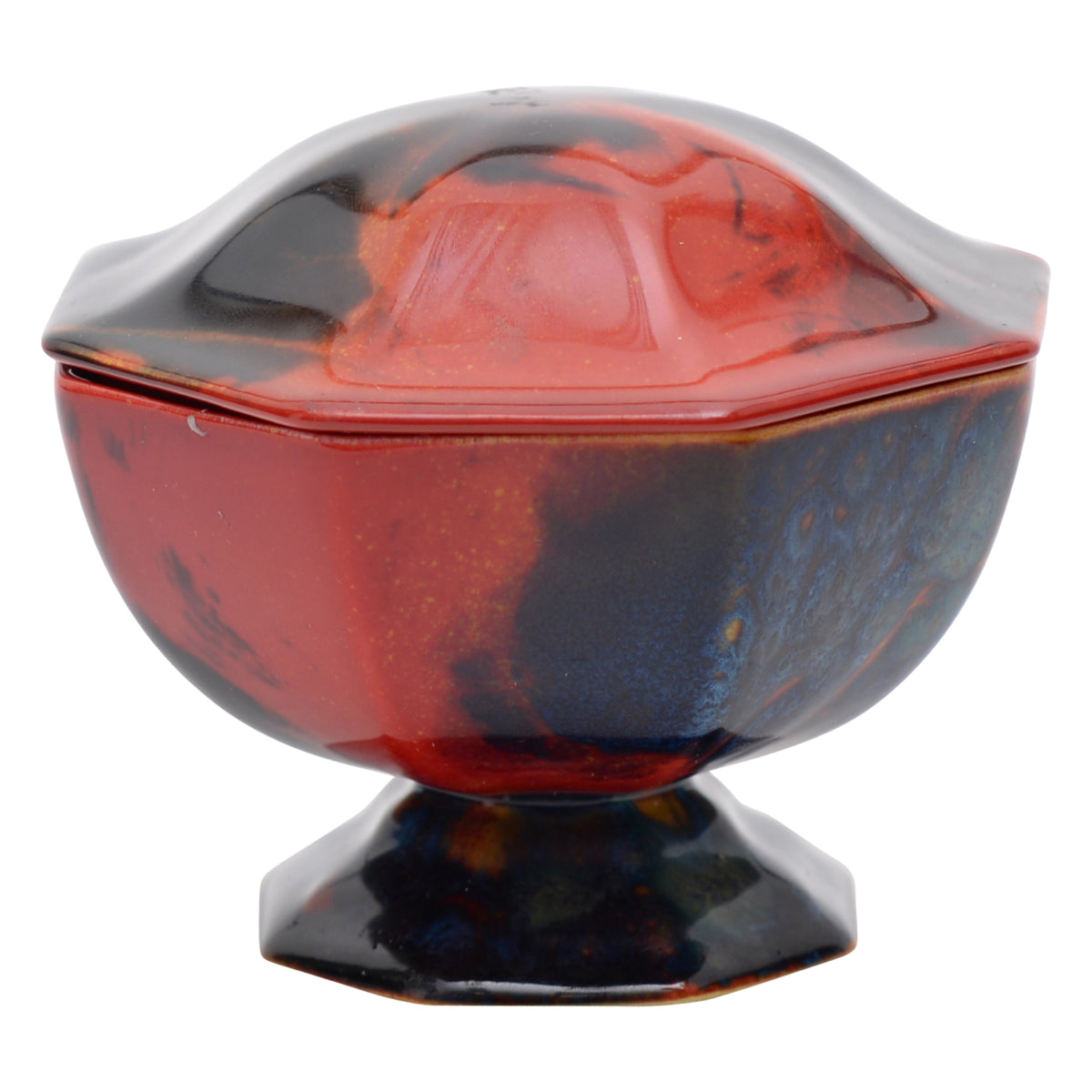 Bowl,footed,octagon shape,lid,3", sung,
