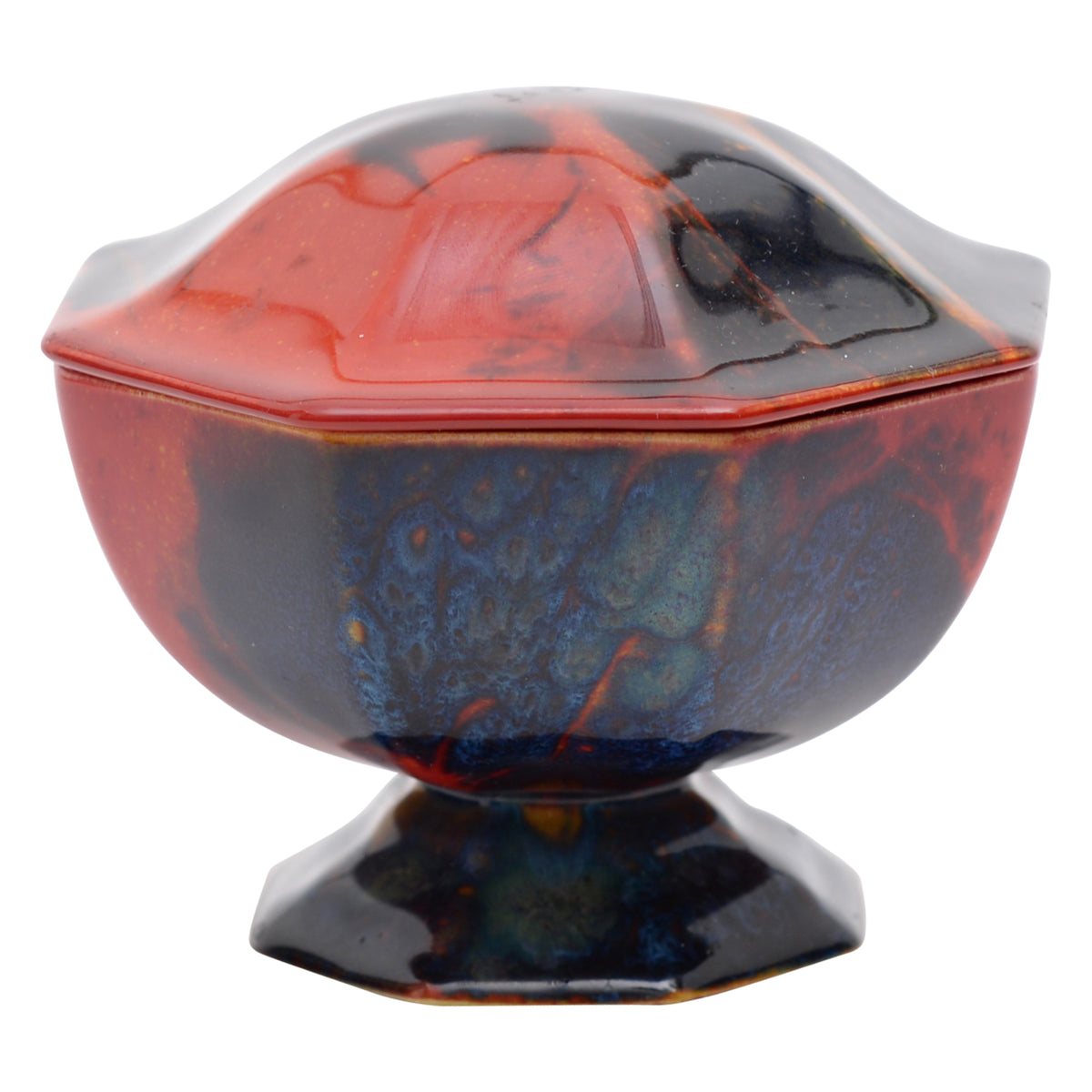 Bowl,footed,octagon shape,lid,3", sung,