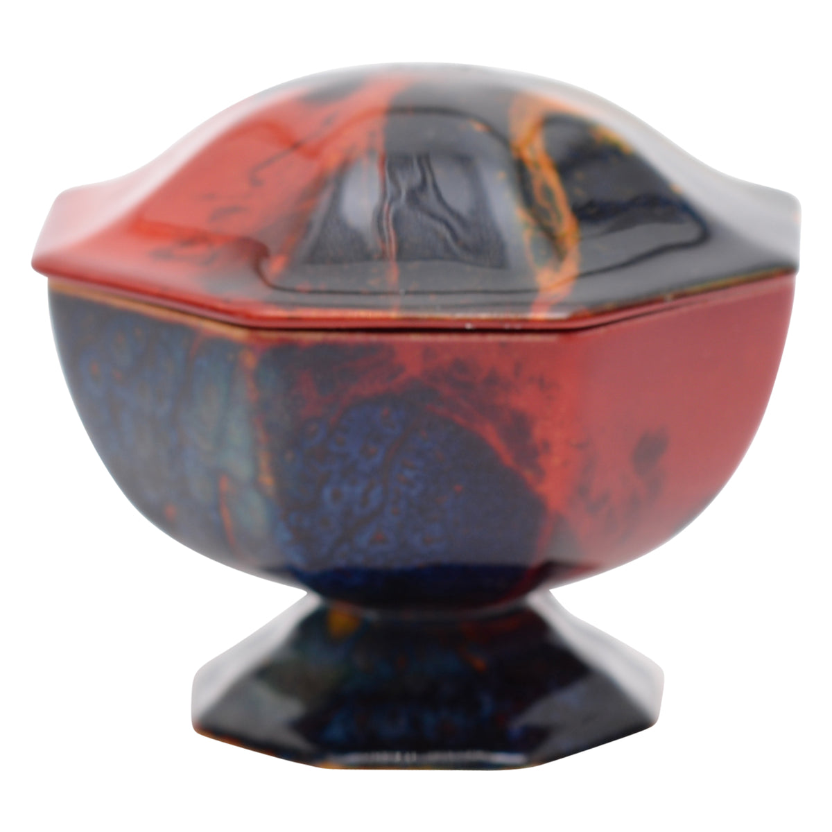 Bowl,footed,octagon shape,lid,3", sung,