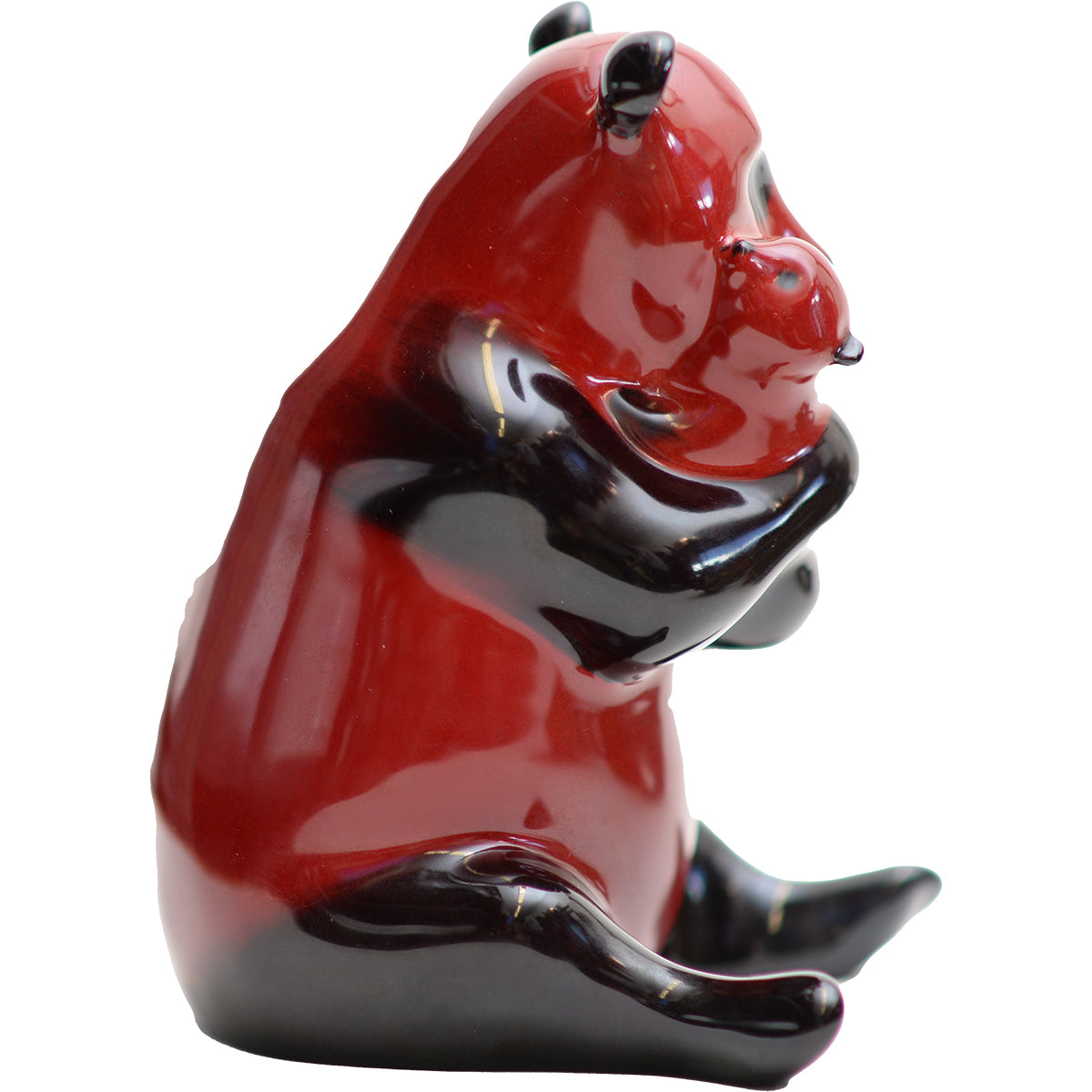 Panda bear hugging cub flambe prototype sculpture never put into production