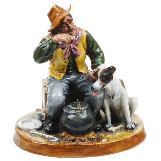 Proto,hobo,seated next to dog & pot