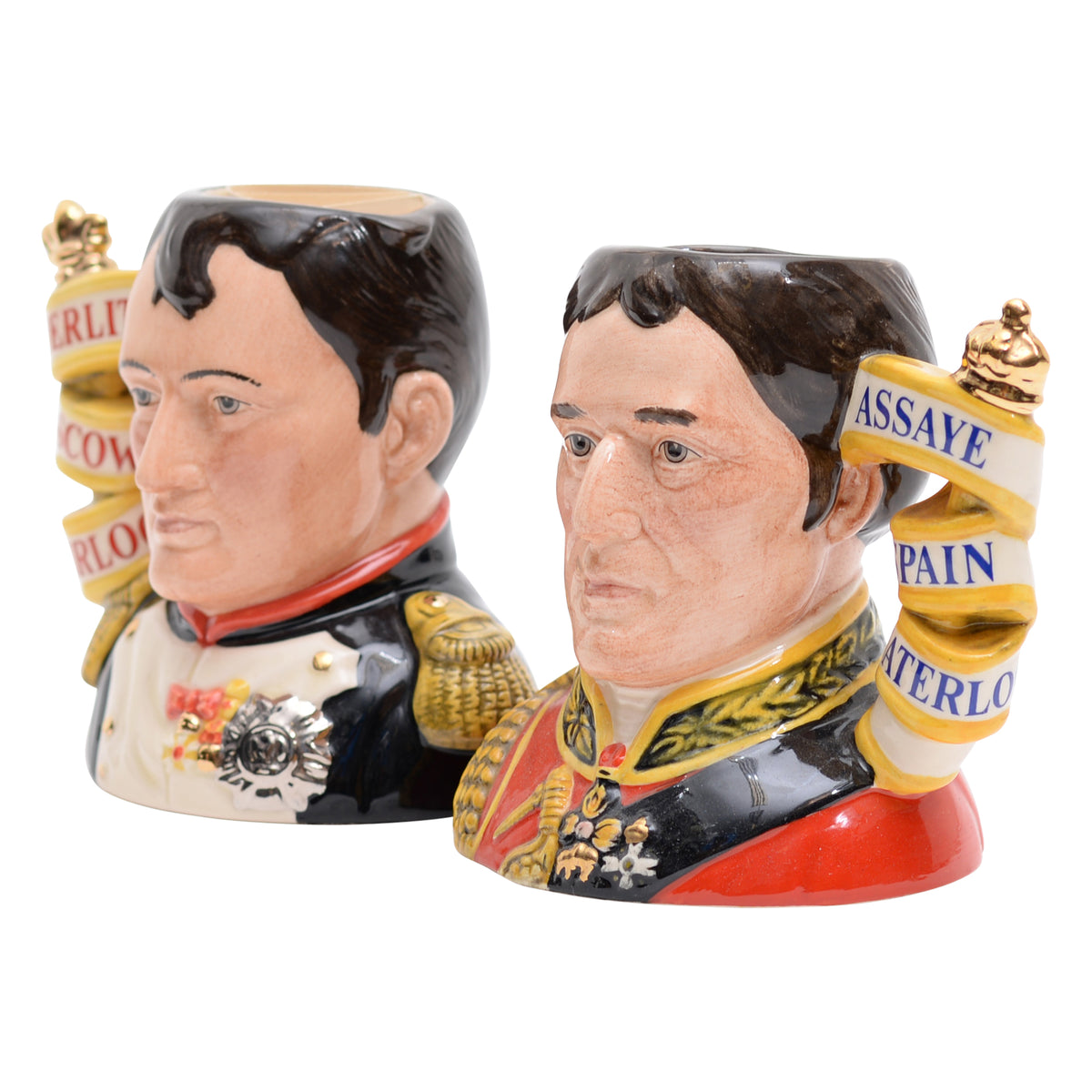 Pair of Napoleon & Wellington character jugs