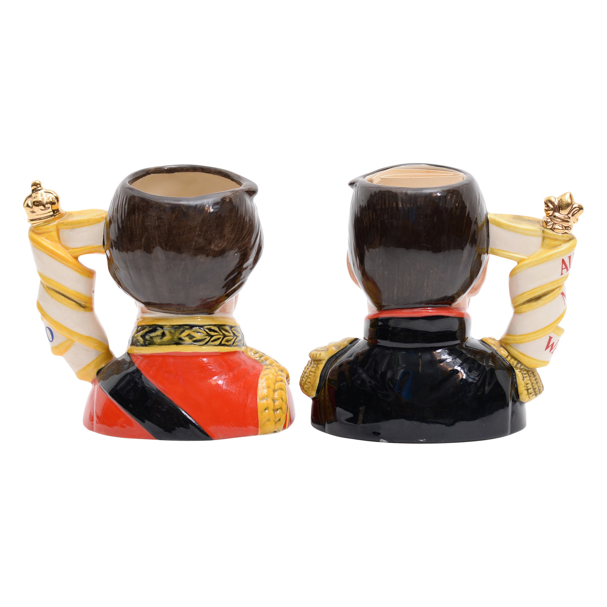 Pair of Napoleon & Wellington character jugs