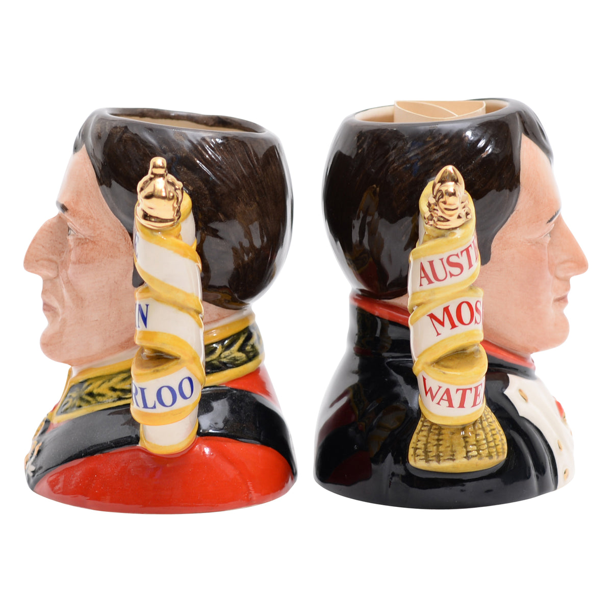 Pair of Napoleon & Wellington character jugs