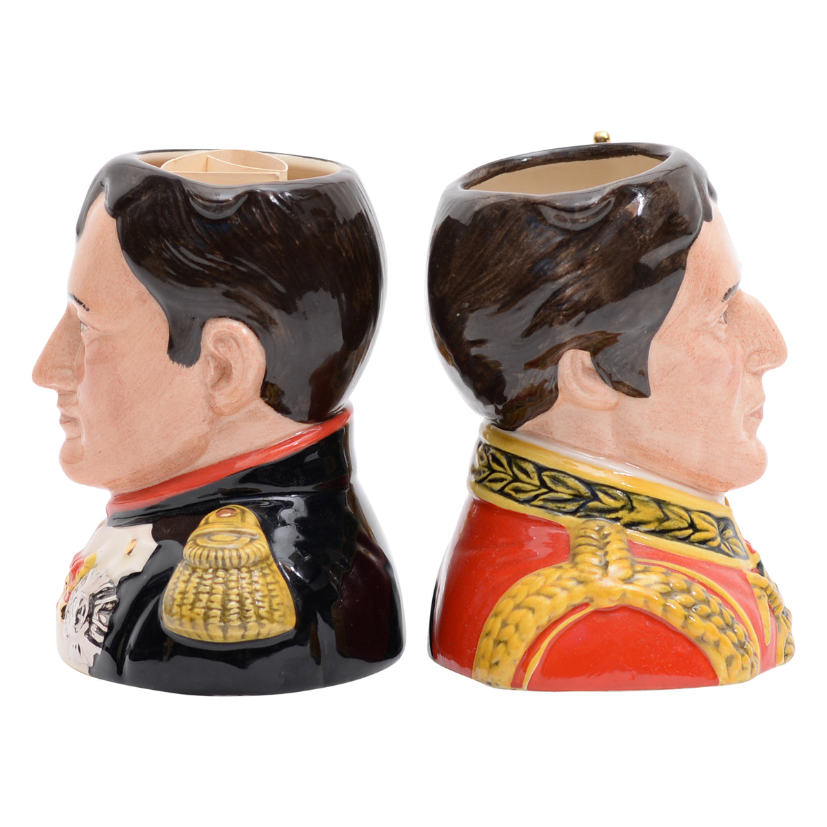 Pair of Napoleon & Wellington character jugs
