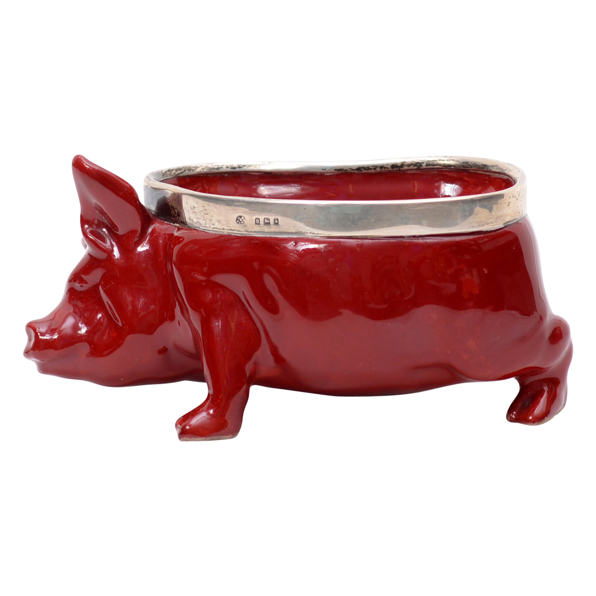 Pig flambe bowl with plated ring