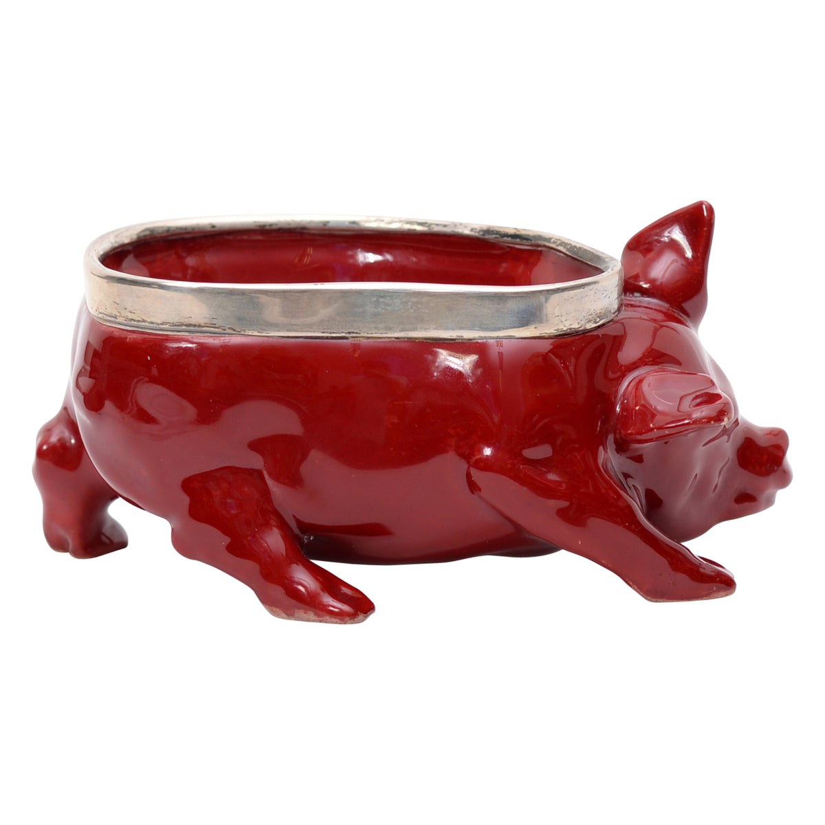 Pig flambe bowl with plated ring