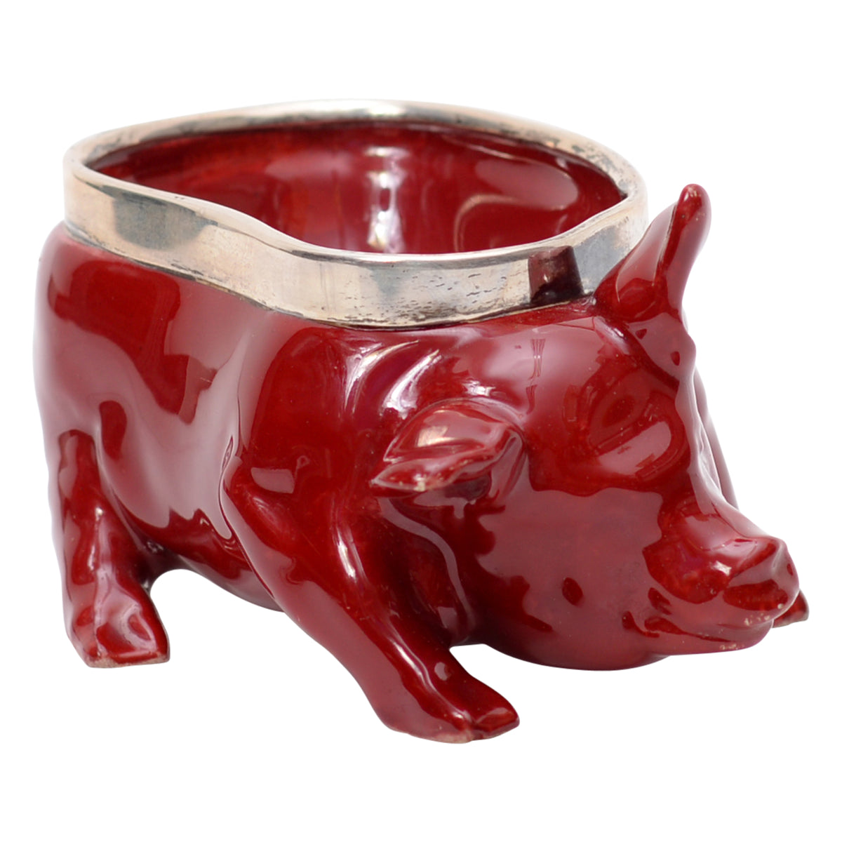 Pig flambe bowl with plated ring