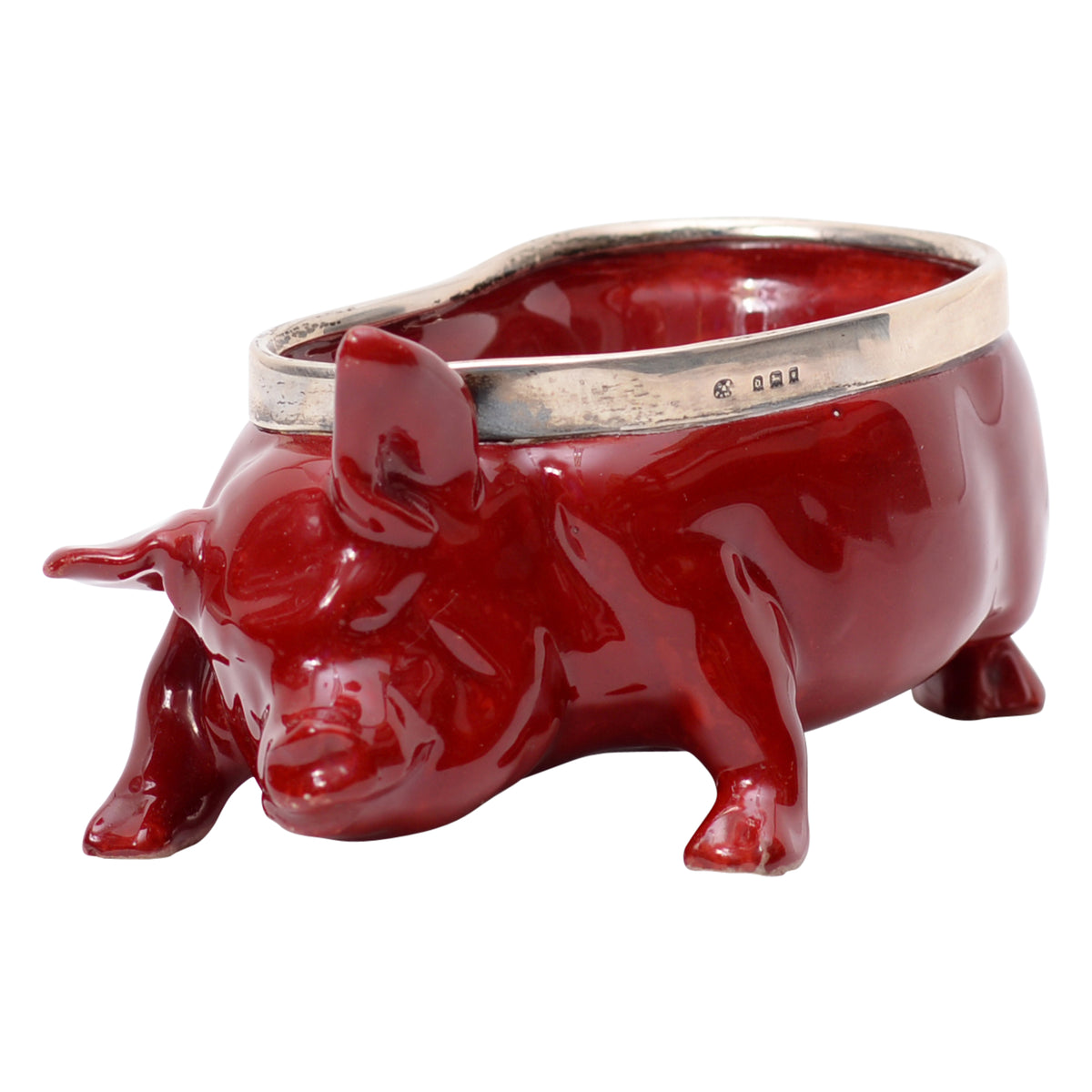 Pig flambe bowl with plated ring