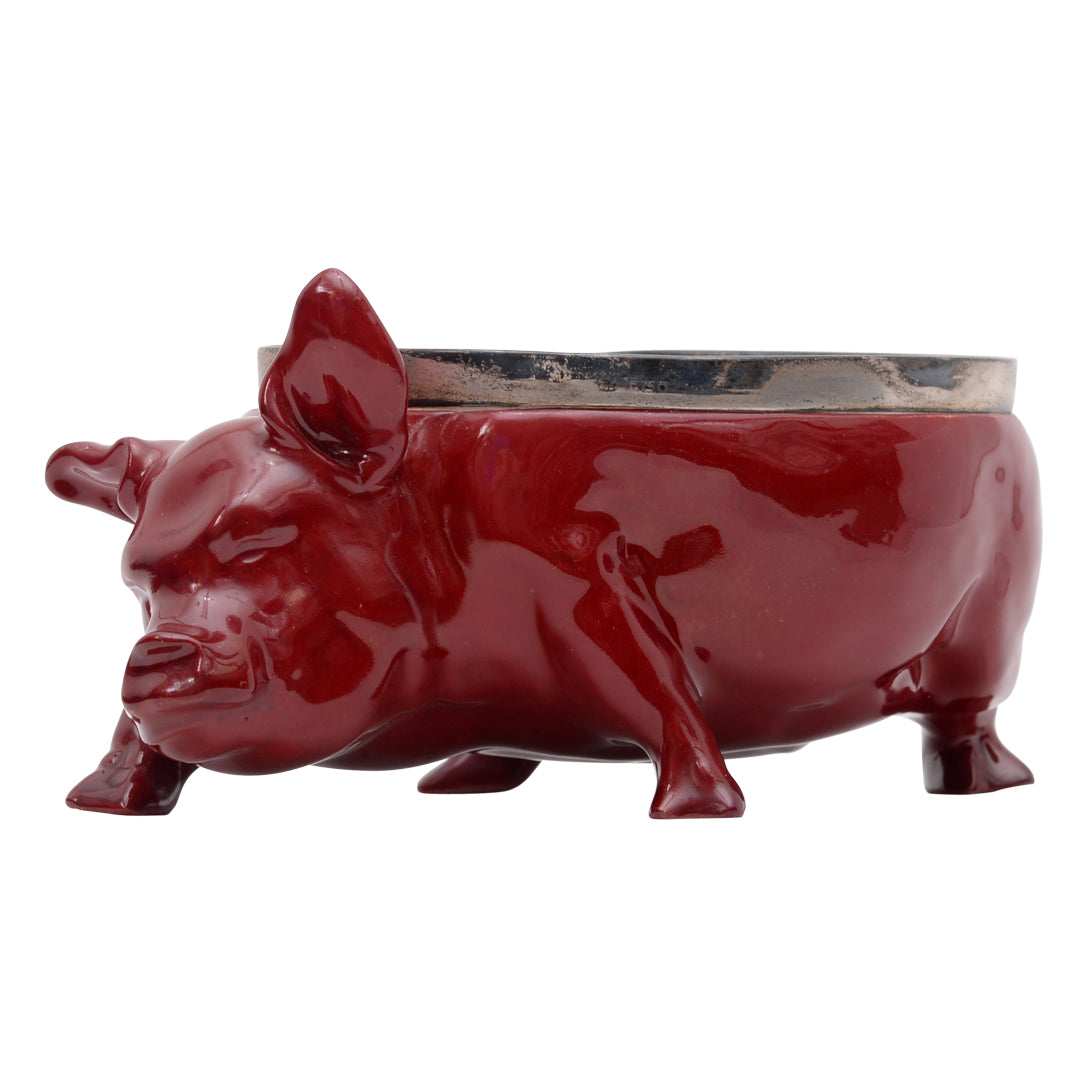 Pig flambe bowl with plated ring