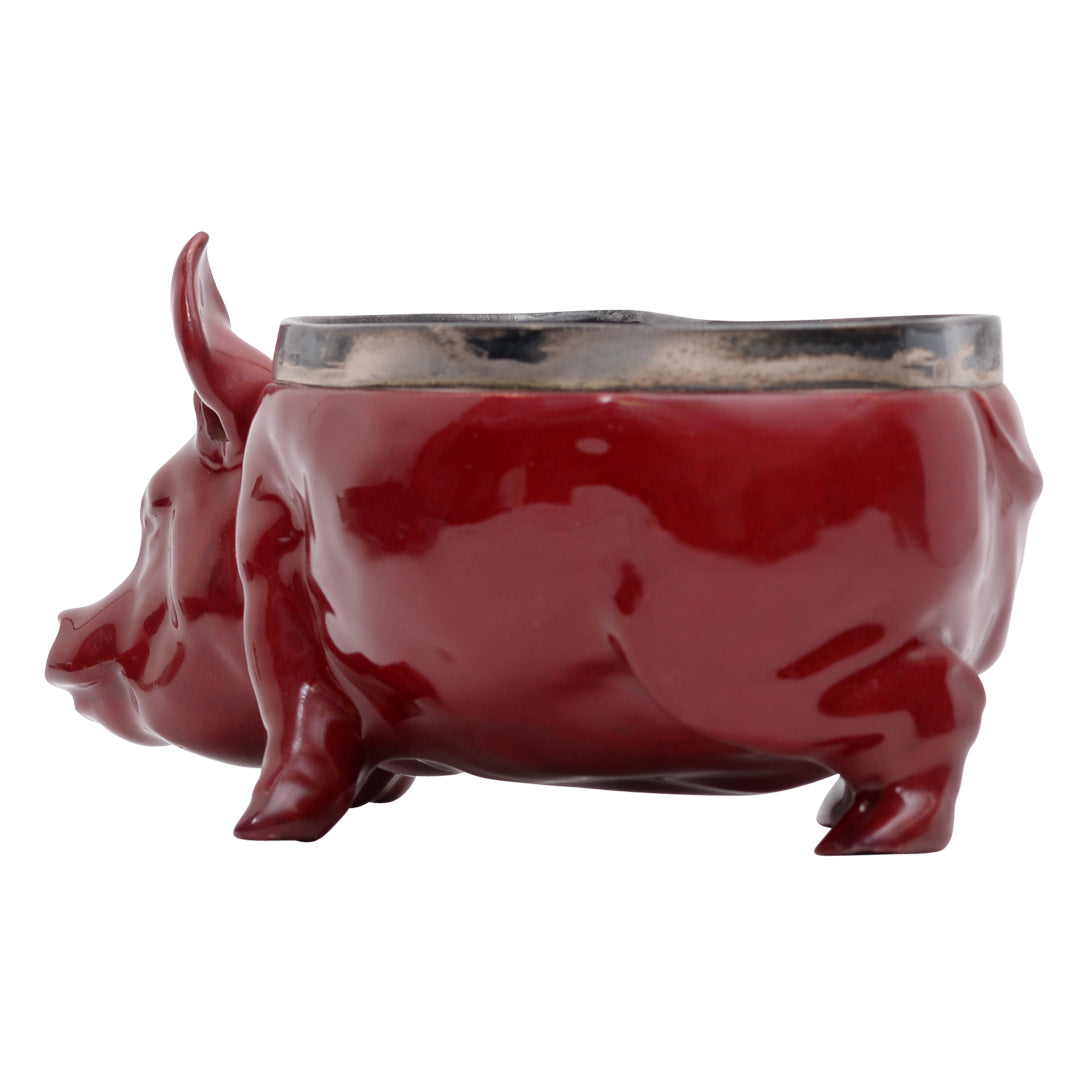 Pig flambe bowl with plated ring