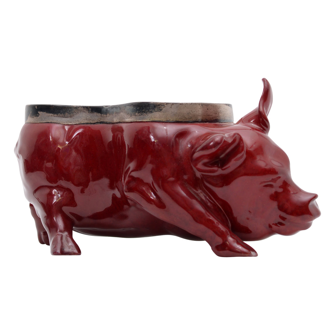 Pig flambe bowl with plated ring