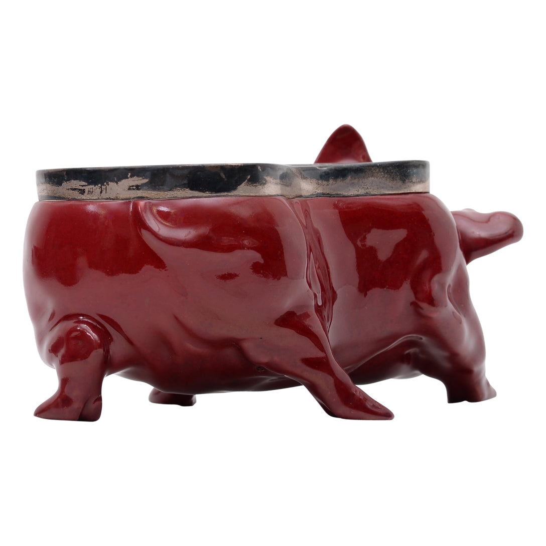 Pig flambe bowl with plated ring