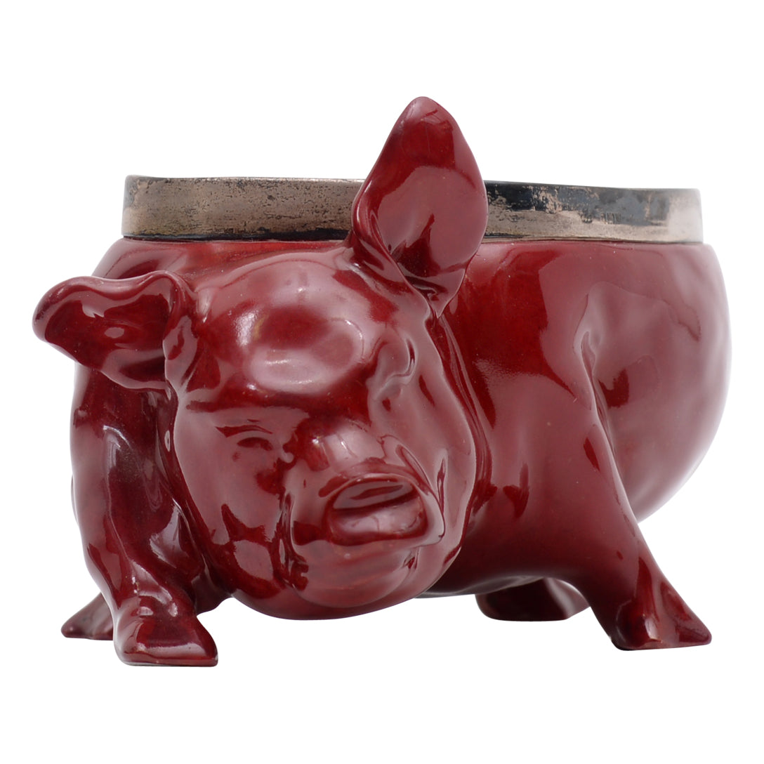 Pig flambe bowl with plated ring