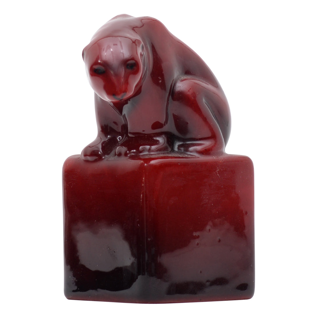 Polar bear on cube flambe sculpture