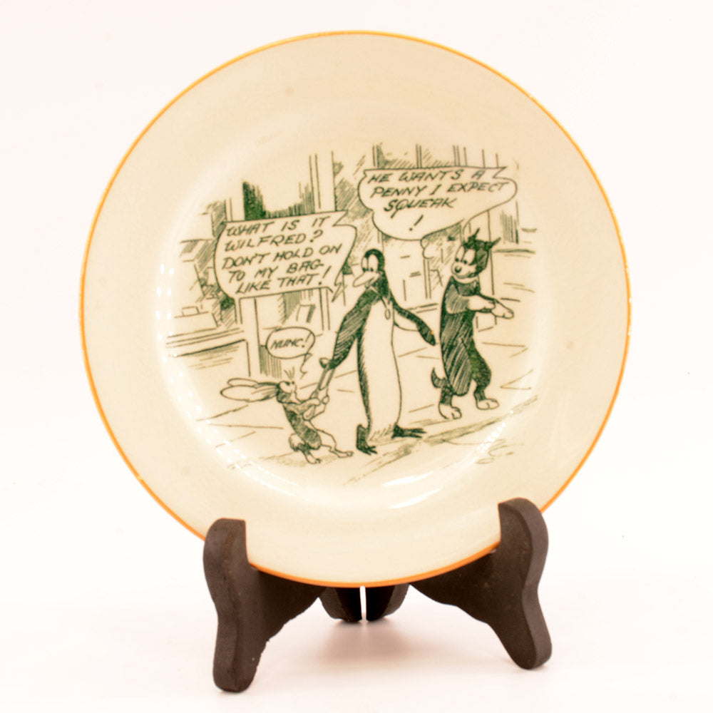 Plate, Pip Squeak and Wilfred Holding Bag