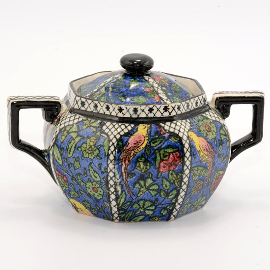 Persian Ware covered sugar bowl