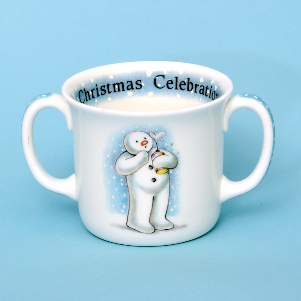 Snowman mug, christmas celebration double handle