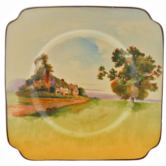 English Cottages Square Plate