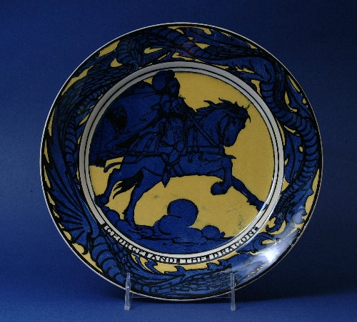Plate,st george/dragon,blue white,