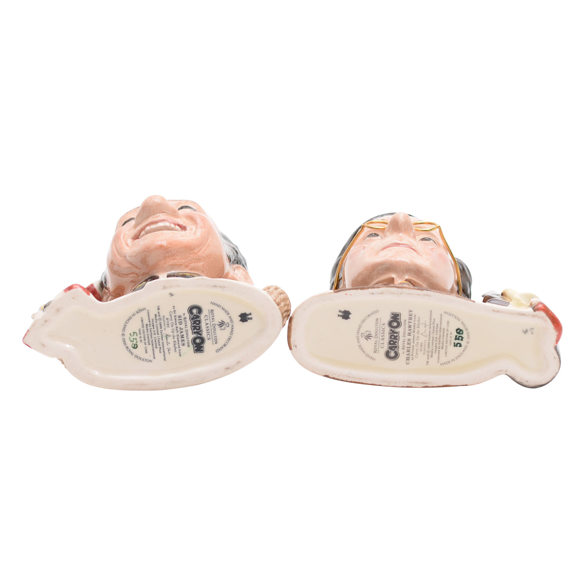 Pair of Sid James & Charles Hawtrey character jugs