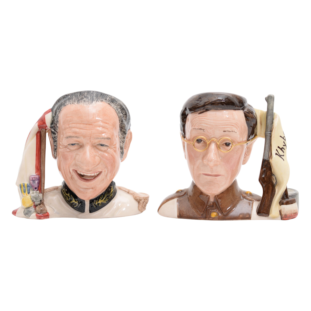 Pair of Sid James & Charles Hawtrey character jugs