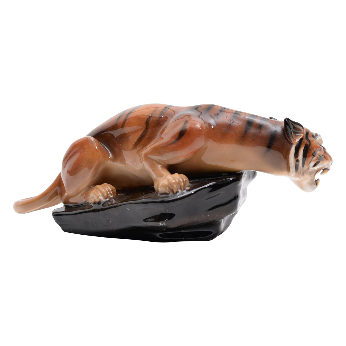Tiger on a rock animal figurine