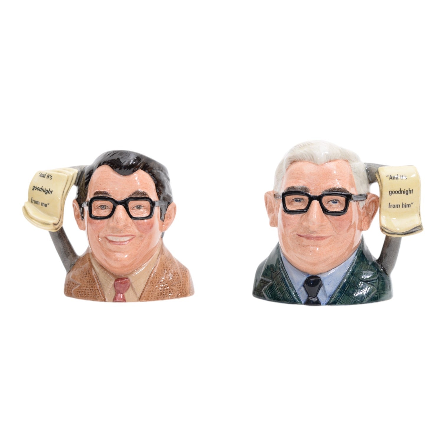 Pair of Ronnie Corbett & Ronnie Barker charachter jugs