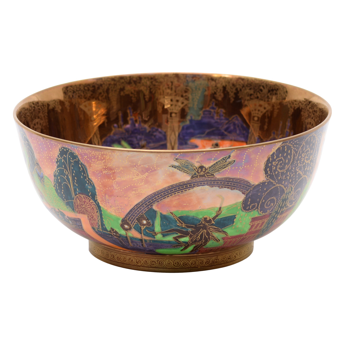 A Wedgwood 'Bird in a Hoop', a Flame Fairyland 