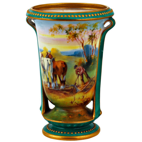 Horses Ploughing Vase