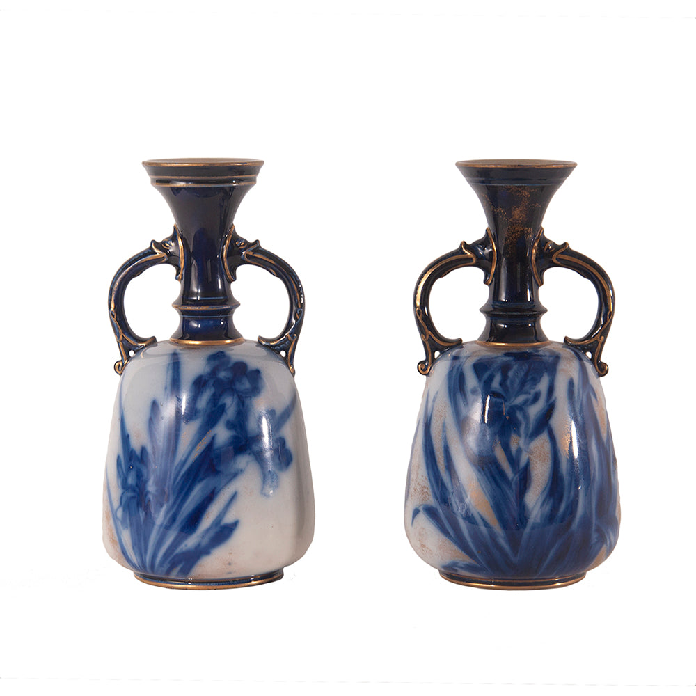 Blue Iris Vase Pair