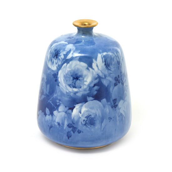 Burslem Vase with Blue Shinny Flowers