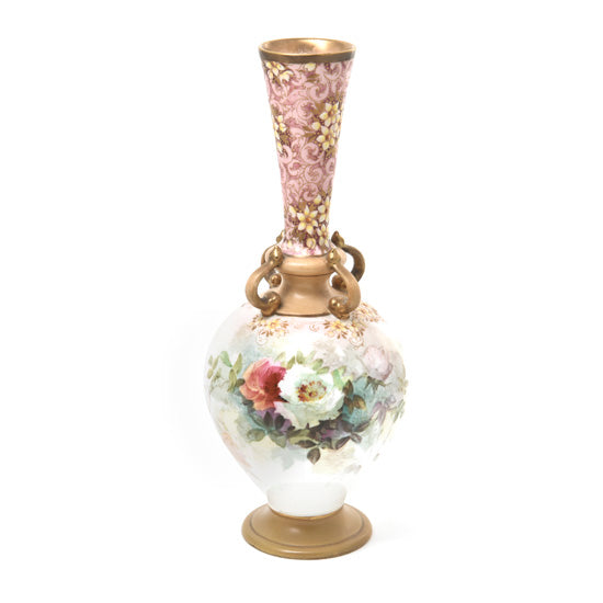 Vase, Burslem, Hand Painted Flowers