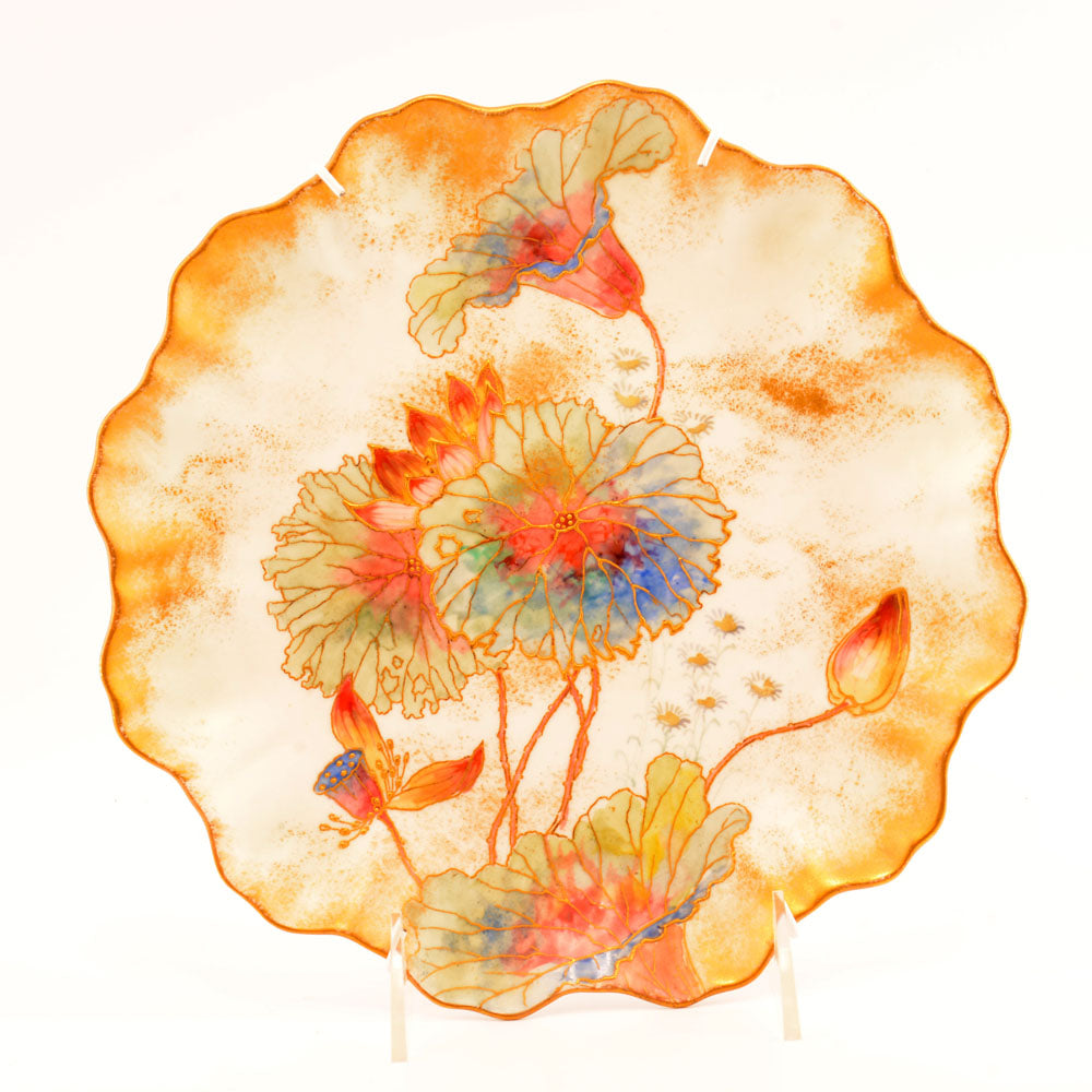 Plate, Burslem, Scalloped Edge with Gold Decor