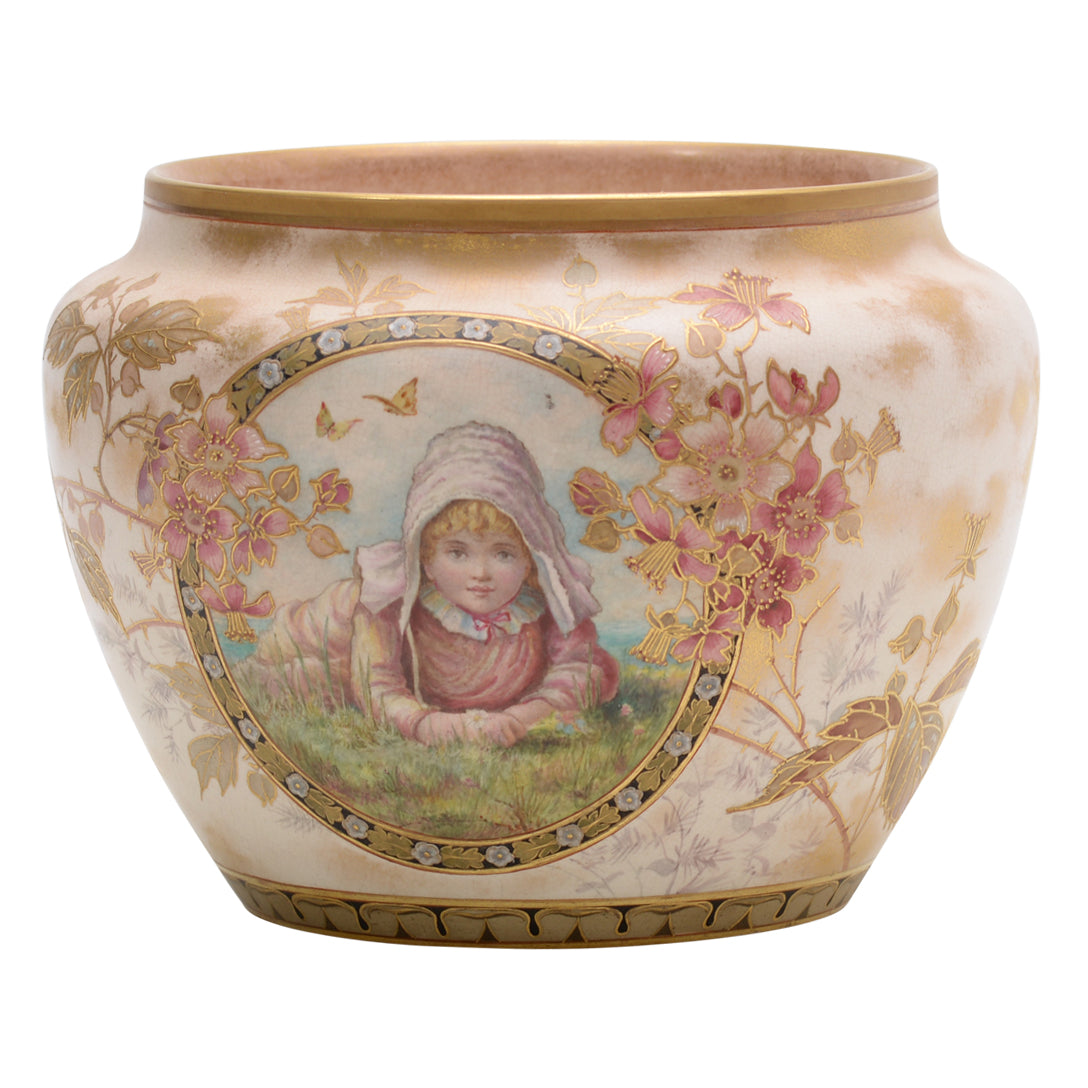  Portrait Jardiniere~Hand Painted Gold Ename