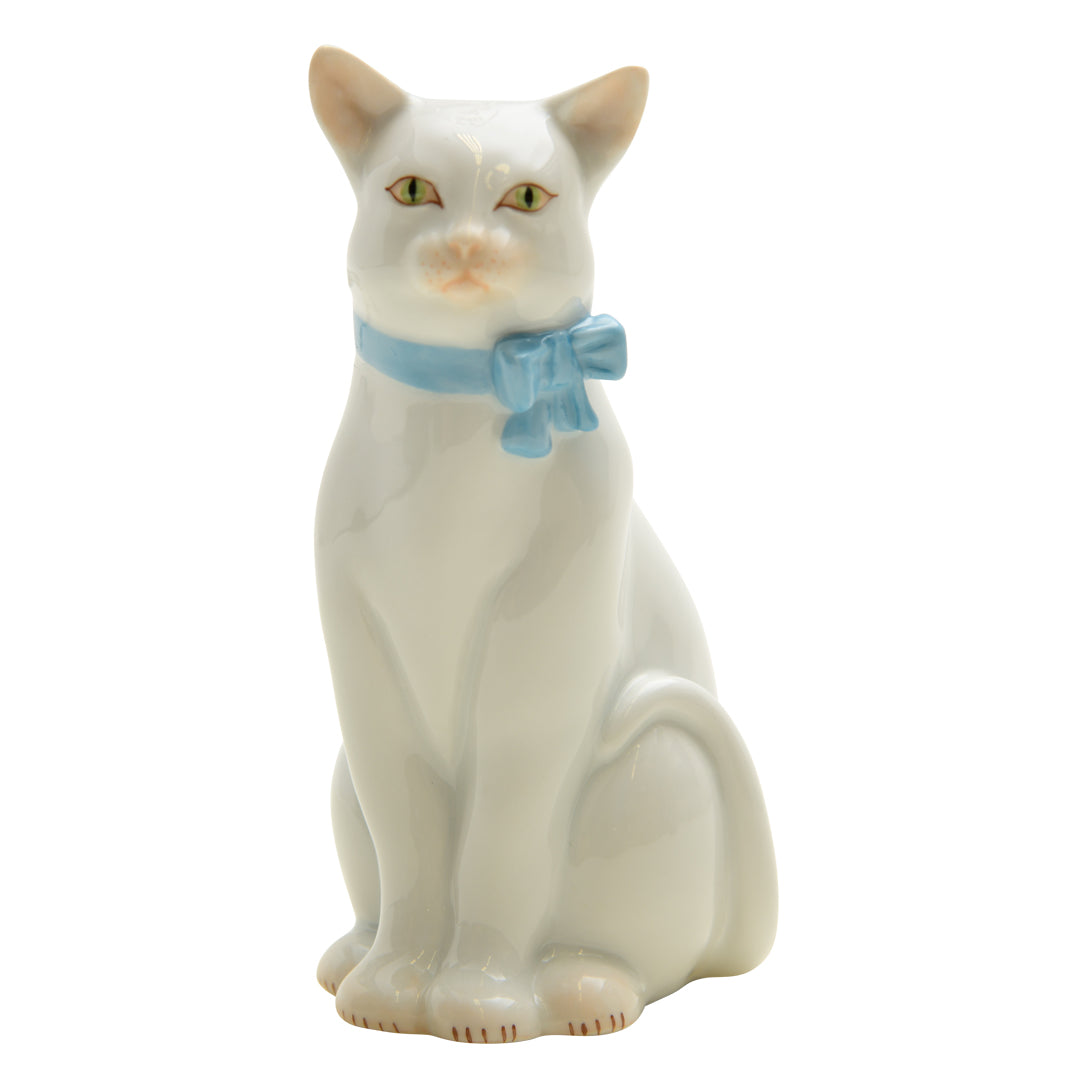Herend Hvngary Cat with Blue Bow