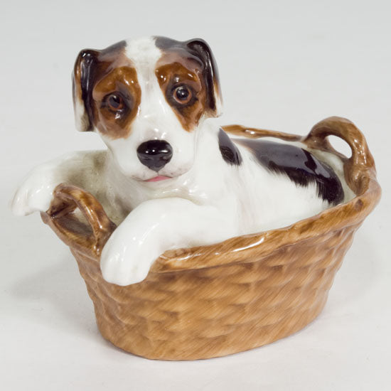 Terrier Sitting in Basket 